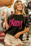 Shop BiBi Metallic Letter Spangle Raglan Puff Sleeve Top-available at Reef Love online boho-chic boutique
