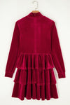 Amy Velvet High Neck Tiered Ruffle Dress - Reef Love