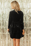 Amy Velvet High Neck Tiered Ruffle Dress - Reef Love