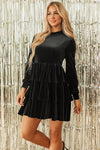 Amy Velvet High Neck Tiered Ruffle Dress - Reef Love