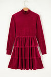 Amy Velvet High Neck Tiered Ruffle Dress - Reef Love