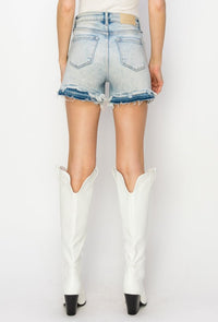 High Rise Patch Released Hem Shorts-Artemis Vintage-Reef Love