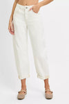 RISEN Winter White High Rise Barrel Cropped Jeans