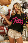 Shop BiBi Metallic Letter Spangle Raglan Puff Sleeve Top-available at Reef Love online boho-chic boutique