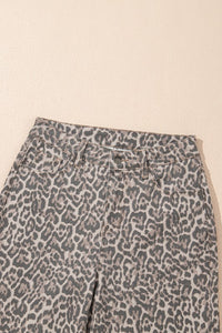 Leopard Frayed Edge Wide Leg Jeans-JUNIPER BLVD-Reef Love