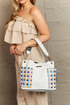 Women’s Three piece handbag set includes a Large Shoulder Bag, a Solid Bag, and a charming Heart Coin Pouch.