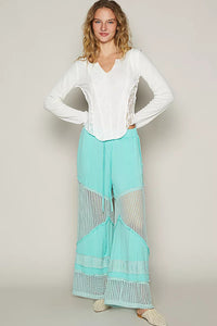 POL Electric Blue Drawstring Elastic Waistband Wide-Leg Pants