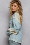 Shop POL Printed Woven Mix Raw Hem Jacket with Lace Detail-available at Reef Love online boho-chic boutique