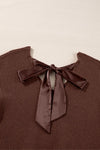 Bow Back Lantern Sleeve V-Neck Sweater-Reef Love