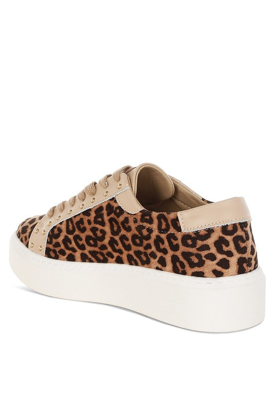 Flippin Studded Leopard Print Chunky Sneakers