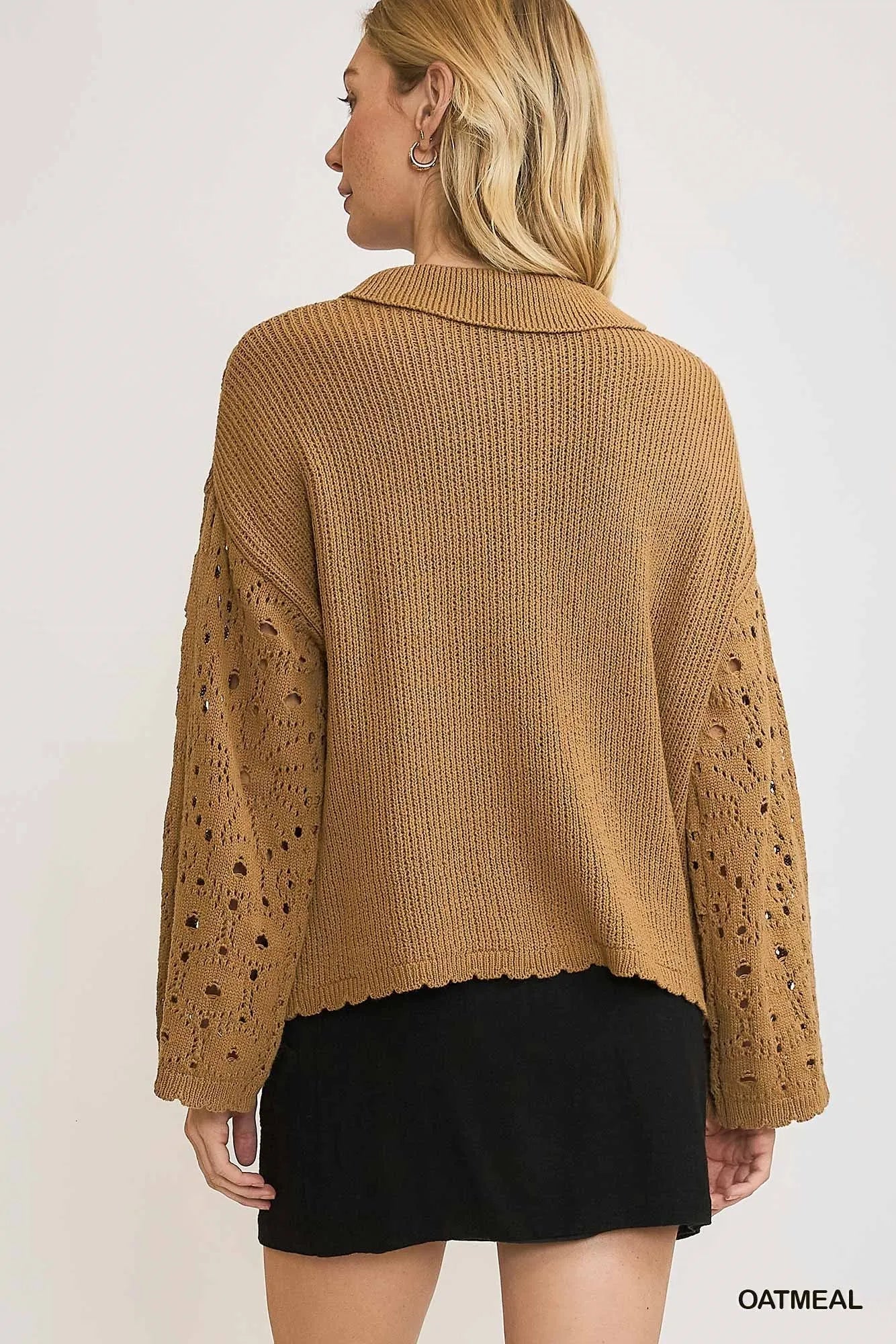 Oversized Crochet Knit Cardigan