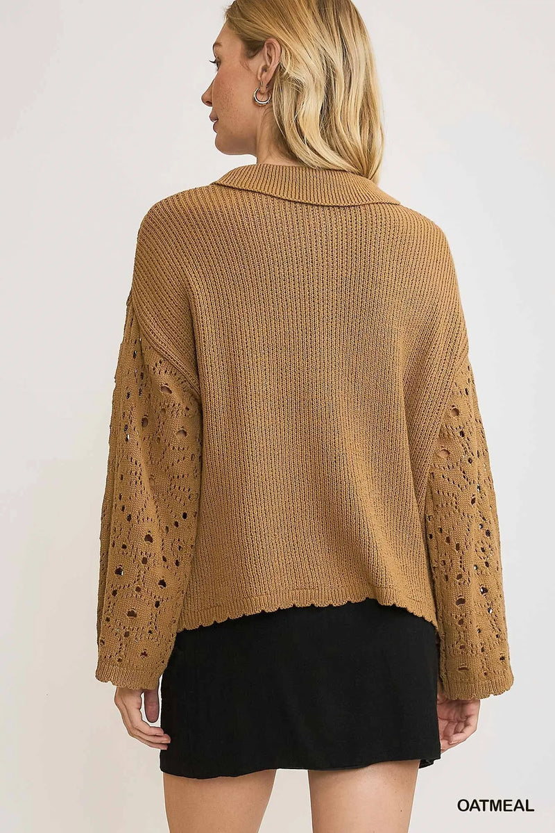 Oversized Crochet Knit Cardigan