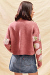 Strawberry Fruit All Over Button Sweater Cardigan, Pink