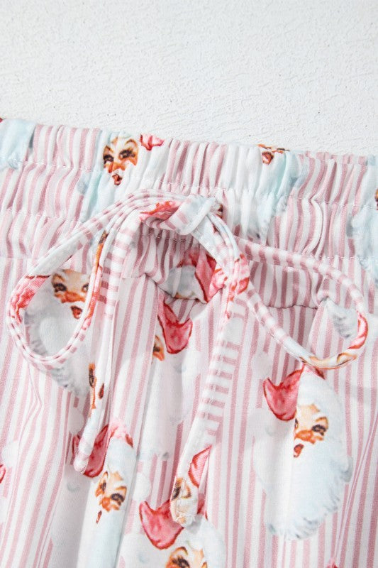 Christmas Santa Claus Stripe Top and Pants Pajama Set-Reef Love