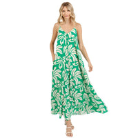 Beach Day Green Printed V-Neck Maxi Cami Dress with Pockets-Beach Day Green Printed V-Neck Maxi Cami Dress with Pockets is a versatile and chic dress that combines style and functionality. With V-neckline and maxi length-Reef Love Boho-Chic Boutique