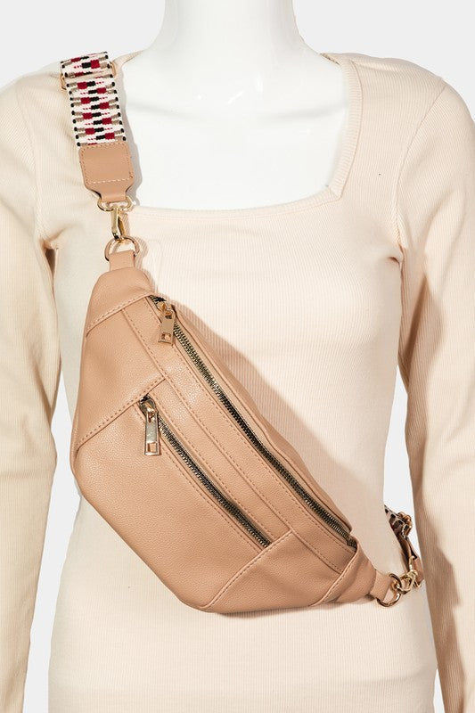 Faux Leather Crossbody Bum Bag with Removable Strap
