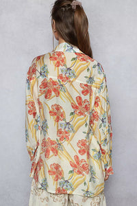 Boho Oversized Floral Print Button Down Blouse - Reef Love