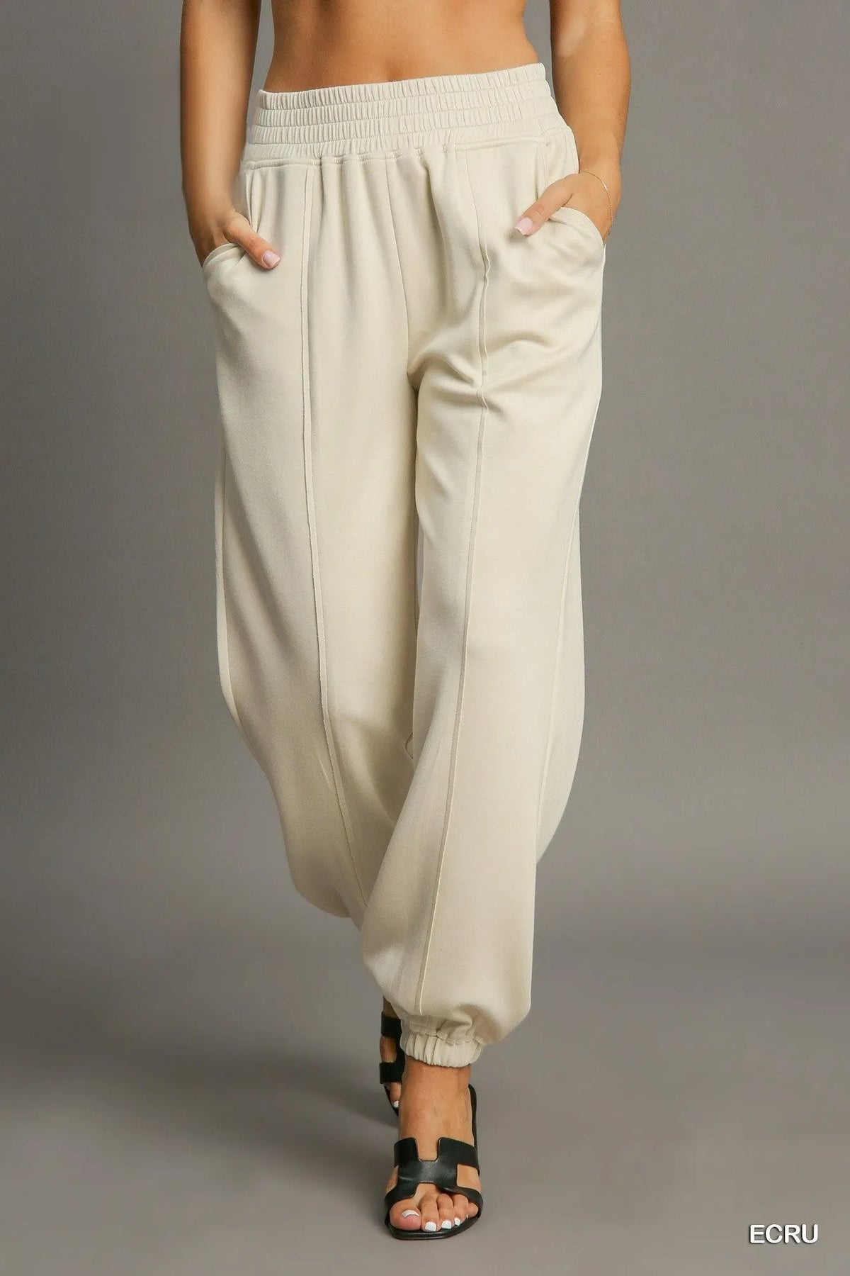 Drawstring Jogger Pants with Front Seam Detail-Women's Drawstring Jogger Pants with Front Seam Detail – Perfect mix of Comfort with a Modern Style. Made from a soft, stretchy fabric blend.-Reef Love Boutique