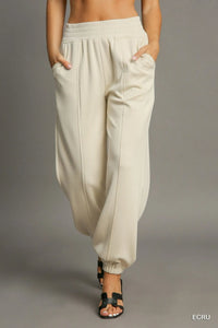 Drawstring Jogger Pants with Front Seam Detail-Women's Drawstring Jogger Pants with Front Seam Detail – Perfect mix of Comfort with a Modern Style. Made from a soft, stretchy fabric blend.-Reef Love Boutique