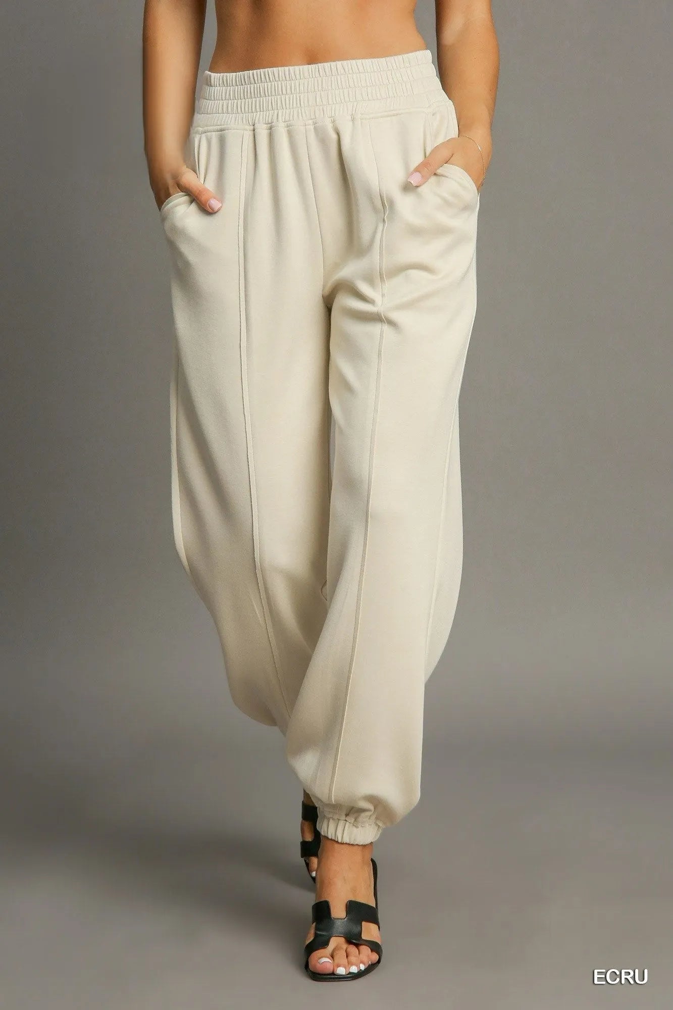 Drawstring Jogger Pants with Front Seam Detail-Women's Drawstring Jogger Pants with Front Seam Detail – Perfect mix of Comfort with a Modern Style. Made from a soft, stretchy fabric blend.-Reef Love Boutique