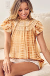 Tiered Ruffle Neck Tie Dye Top-Reef Love