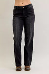 Judy Blue Straight Leg Western Seam Detail Jeans, Black