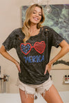 BiBi 4th Of July Theme Mineral Washed Laser Cut Top-T-Shirt-Reef Love