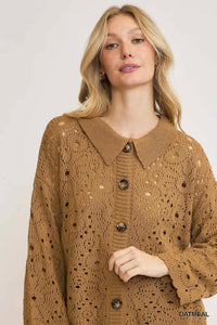 Oversized Crochet Knit Cardigan