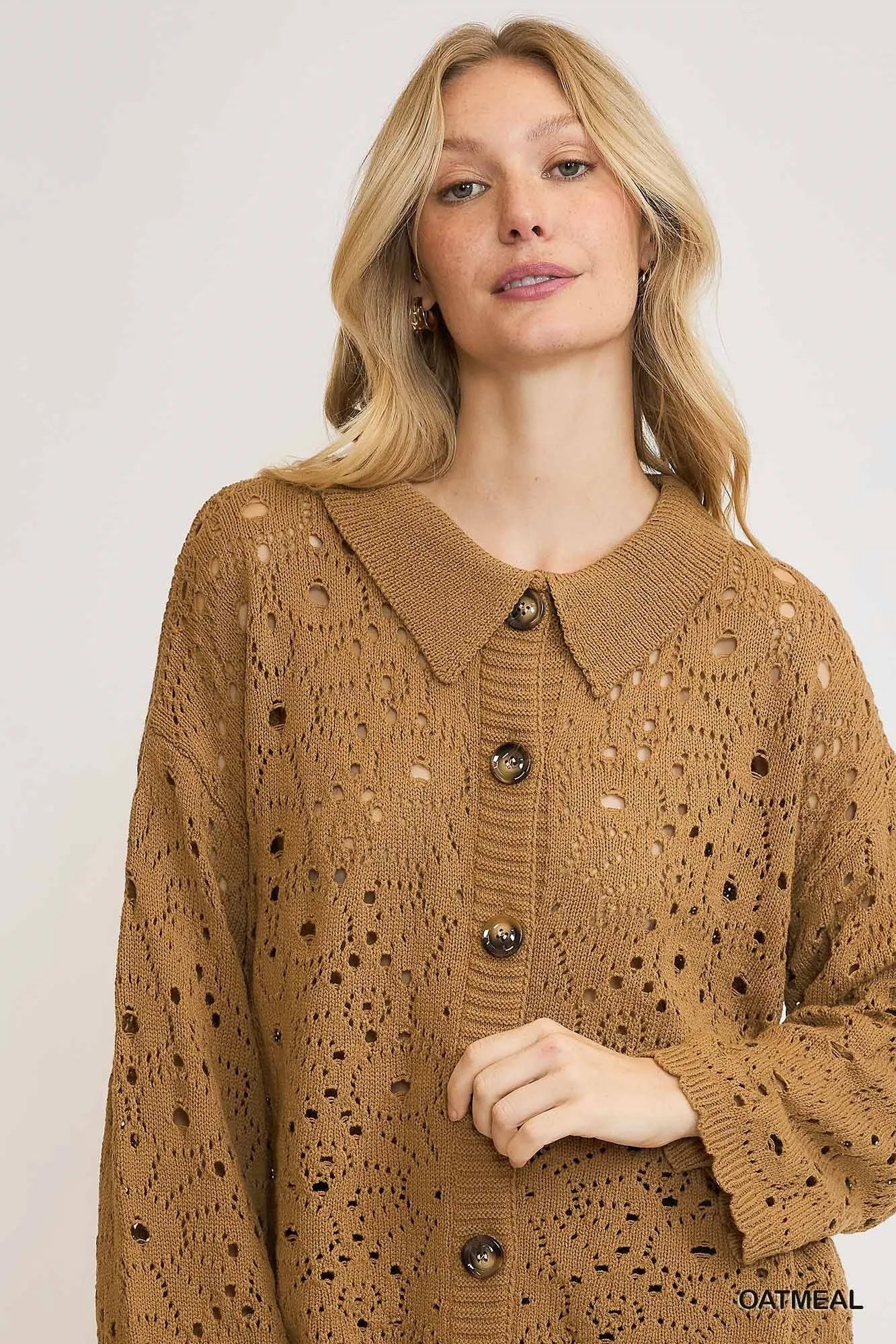 Oversized Crochet Knit Cardigan