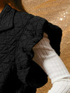 Quilting Knit Ruffle Sleeve Vest, Black