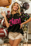 Shop BiBi Metallic Letter Spangle Raglan Puff Sleeve Top-available at Reef Love online boho-chic boutique