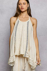 POL Lace Ruffle Halter Neck Cami-Cami Tank Top-Reef Love