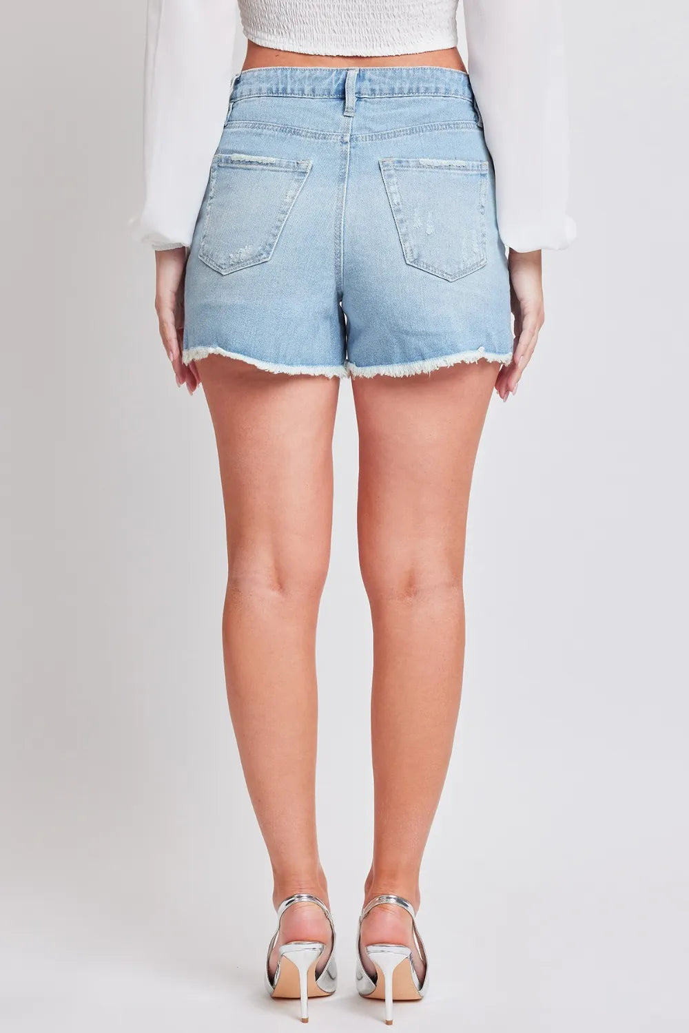 Distressed Frayed Hem Denim Shorts-YMI Jeanswear-Reef Love
