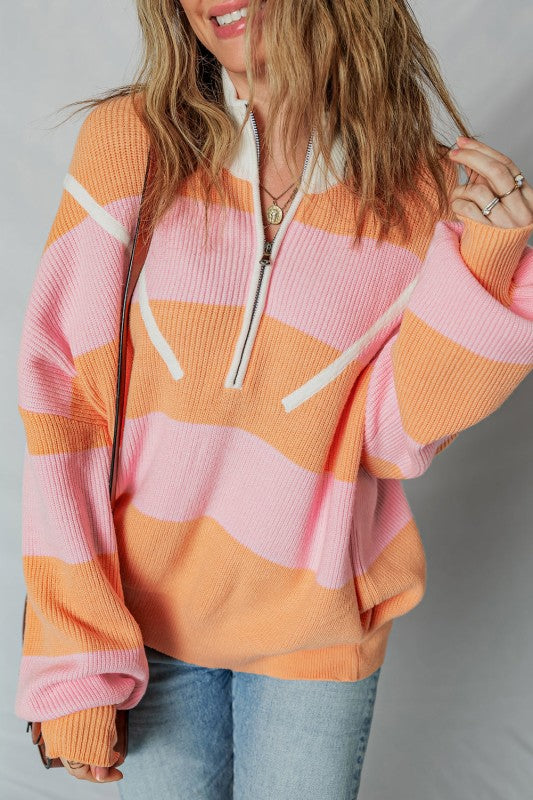 Claire Half Zip Oversized Sweater-Sweater-Reef Love