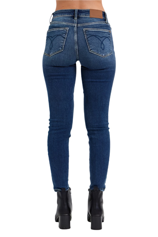 Judy Blue Mid-Rise Waist Skinny Jeans with Thermal Lining-Ankle Jeans-Reef Love