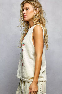 Strawberry Pattern Sleeveless Sweater Top-POL-Reef Love