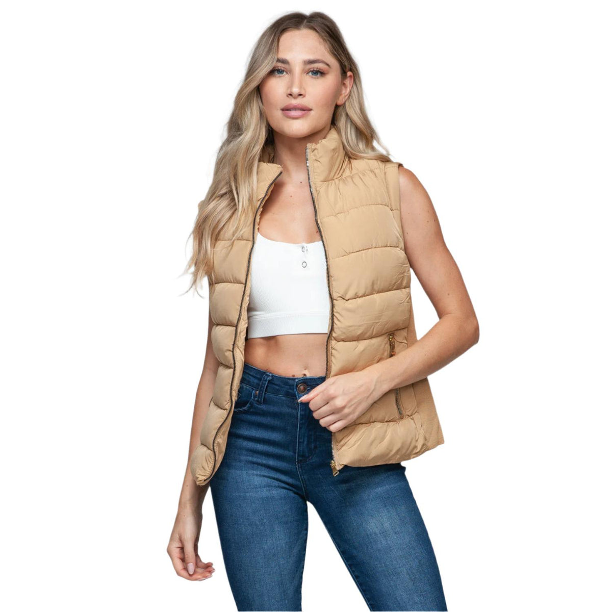 Snobbish Zip Up Turtleneck Vest with Pockets-Puffer Vest-Reef Love