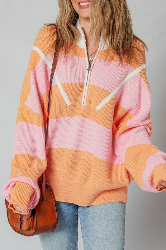Claire Half Zip Oversized Sweater-Sweater-Reef Love