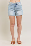 Judy Blue Frayed Hem High Rise Denim Shorts with Pockets - Reef Love