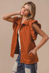 Quilting Knit Ruffle Sleeve Vest, Rust