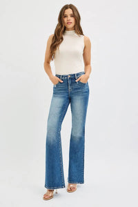 RISEN Full Size Tummy Control High Rise Flare Jeans Plus Size