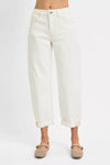RISEN Winter White High Rise Barrel Cropped Jeans