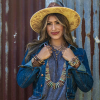 Aqua Terra Slab on Dusty Leather Cuff Bracelet-The Jewelry Junkie-Reef Love