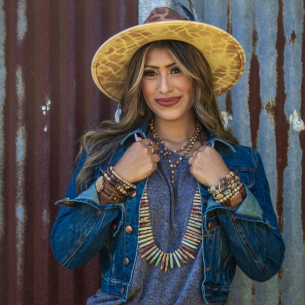 Aqua Terra Slab on Dusty Leather Cuff Bracelet-The Jewelry Junkie-Reef Love