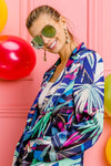 Satin Tropical Print Blazer