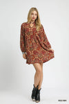 Boho Mix Paisley Babydoll Mini Dress