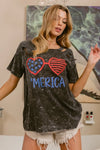 BiBi 4th Of July Theme Mineral Washed Laser Cut Top-T-Shirt-Reef Love