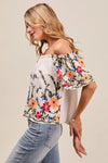 Floral Embroidered On Or Off The Shoulder Blouse-Floral embroidered blouse with on or off the shoulder styling. Feminine ruffles, colorful detailing, and soft rayon blend. A versatile wardrobe must-have.-Reef Love Boutique