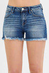 RISEN Low Rise Frayed Denim Shorts-Reef Love