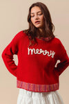 Merry Embroidered Christmas Sweater-Reef Love
